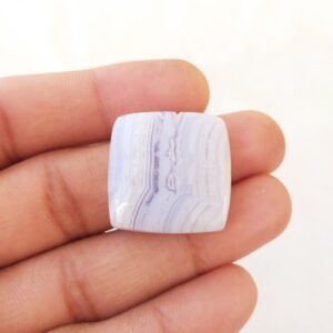 Blue Lace Agate Cabochon: Square Gemstone, 39.3 Carat Blue Lace Agate Cabochon: Square Gemstone, 39.3 Carat