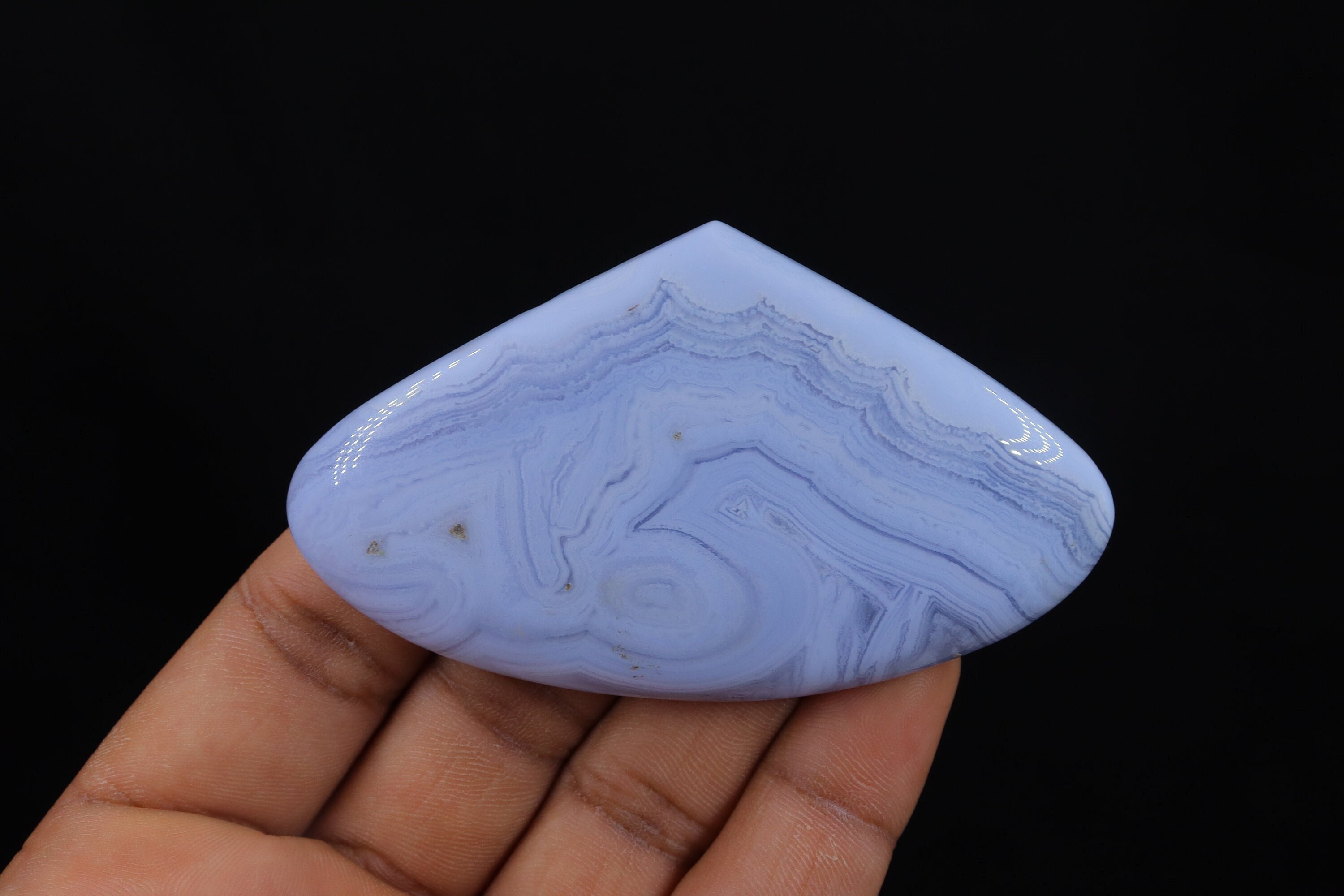 Blue Lace Agate Stone, Large Bluelace Agate Cabochon, Crystal From Namibia, Throat Chakra, Calming Stone Healing Crystal And Stone, Jewelry