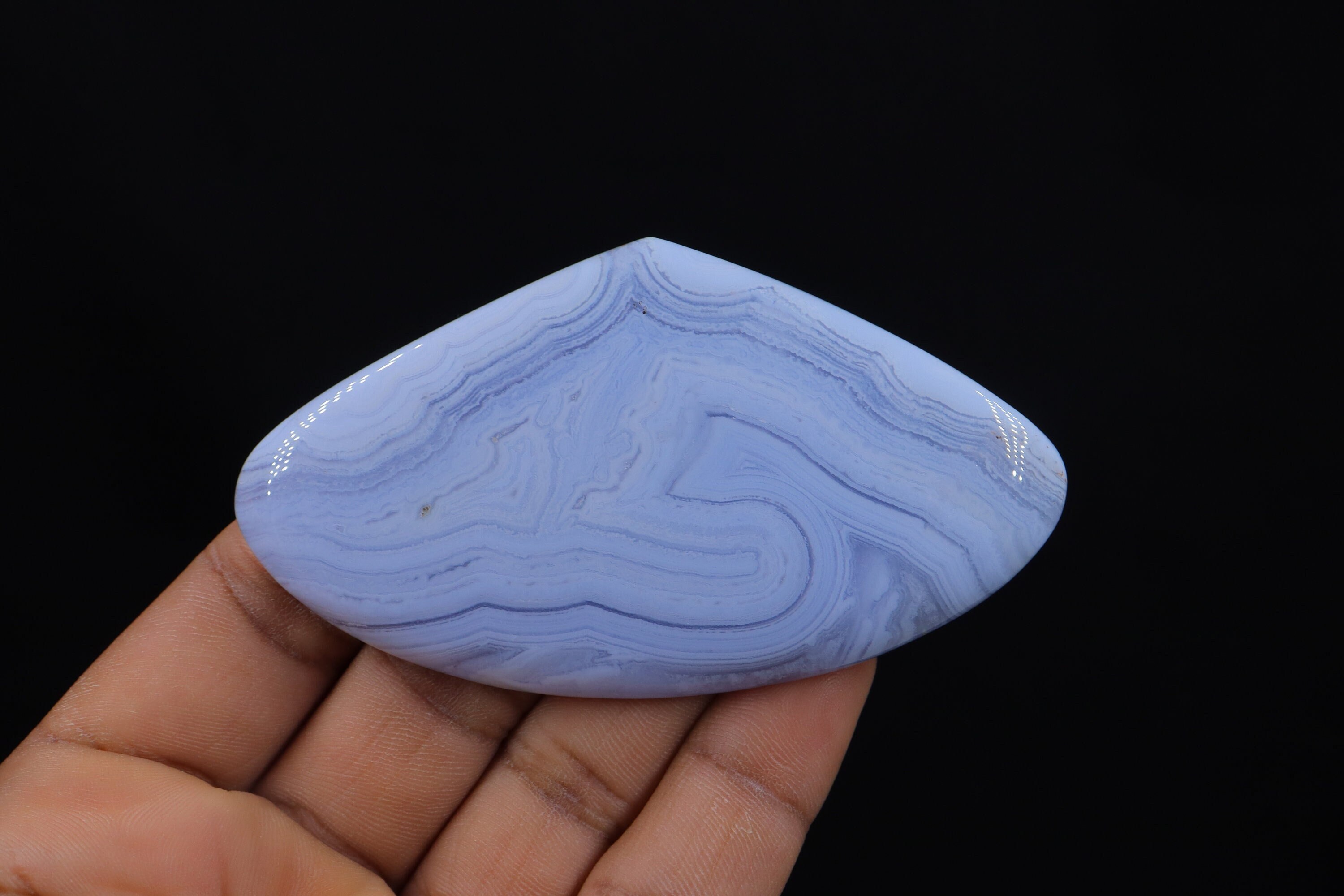 Blue Lace Agate Stone, Large Bluelace Agate Cabochon, Crystal From Namibia, Throat Chakra, Calming Stone Healing Crystal And Stone, Jewelry