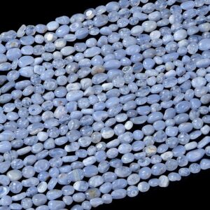 6-8MM Natural Chalcedony Blue Lace Agate Gemstone Pebble Nugget Loose Beads (D184)