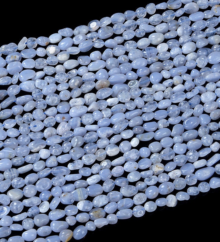 6-8mm Natural Chalcedony Blue Lace Agate Gemstone Pebble Nugget Loose Beads (d184) 6-8mm Natural Chalcedony Blue Lace Agate Gemstone Pebble Nugget Loose Beads (d184)