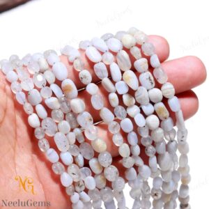 AAA+ Blue Lace Agate Smooth Nugget Beads,Natural Blue Lace Agate Tiny Pebble Nugget Beads,13" Tumble Gemstone Beads For Handmade Jewelry