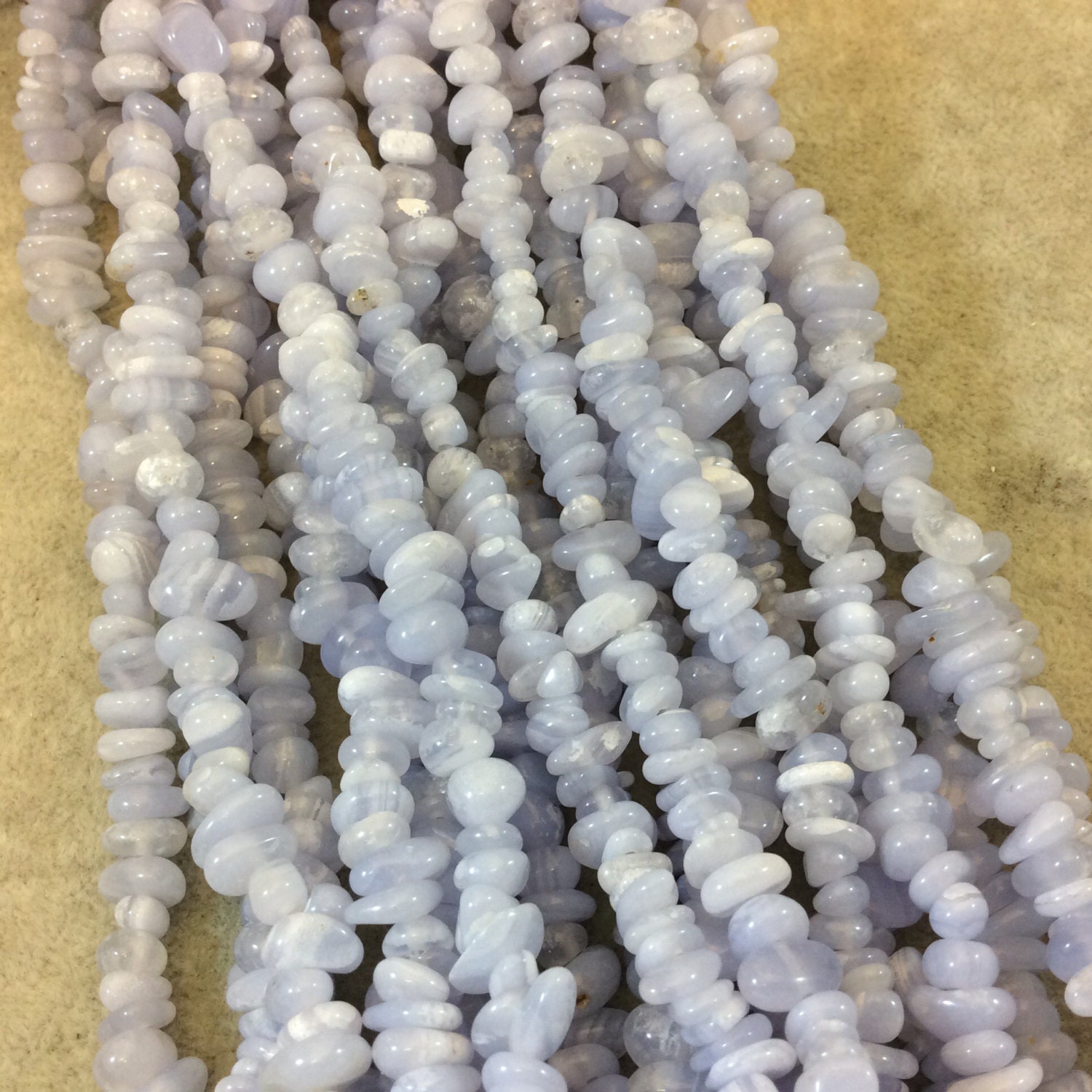 Blue Lace Agate Beads: Freeform Nugget, 35" Strand (6-8mm)