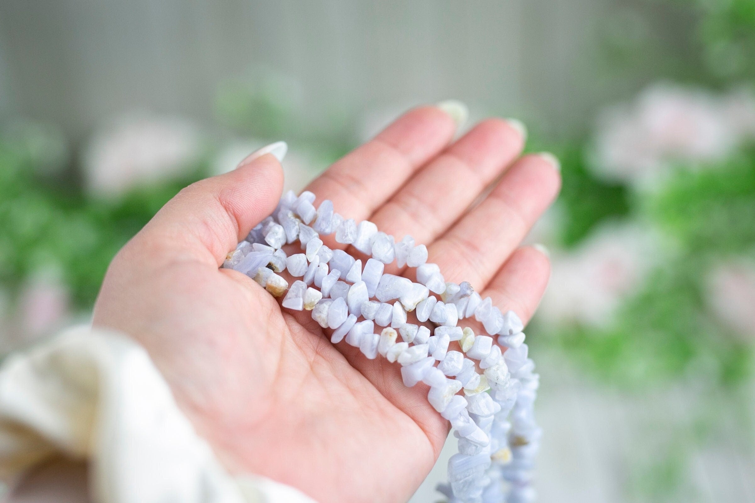 Blue Lace Agate Crystal Chip Beads: 30" Gemstone Strand (6mm-8mm) Blue Lace Agate Crystal Chip Beads: 30" Gemstone Strand (6mm-8mm)