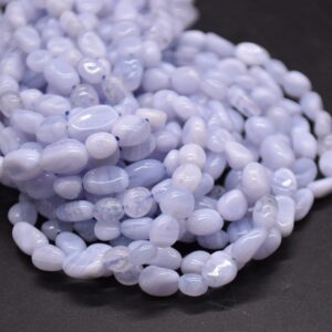 Blue Lace Agate Gemstone Tumblestone Nugget Pebble Beads - 5mm - 8mm - 15" strand