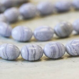 Blue Lace Agate 13x18mm Oval Pebble Beads 15.5" Strand