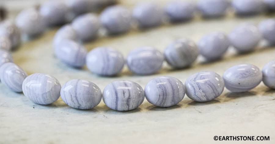 Blue Lace Agate 13x18mm Oval Pebble Beads 15.5" Strand Blue Lace Agate 13x18mm Oval Pebble Beads 15.5" Strand