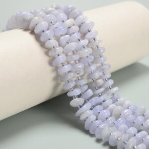 Blue Lace Agate Pebble Nugget Slice Chips Beads Size 3-4mm X 8-10mm 15.5''strand