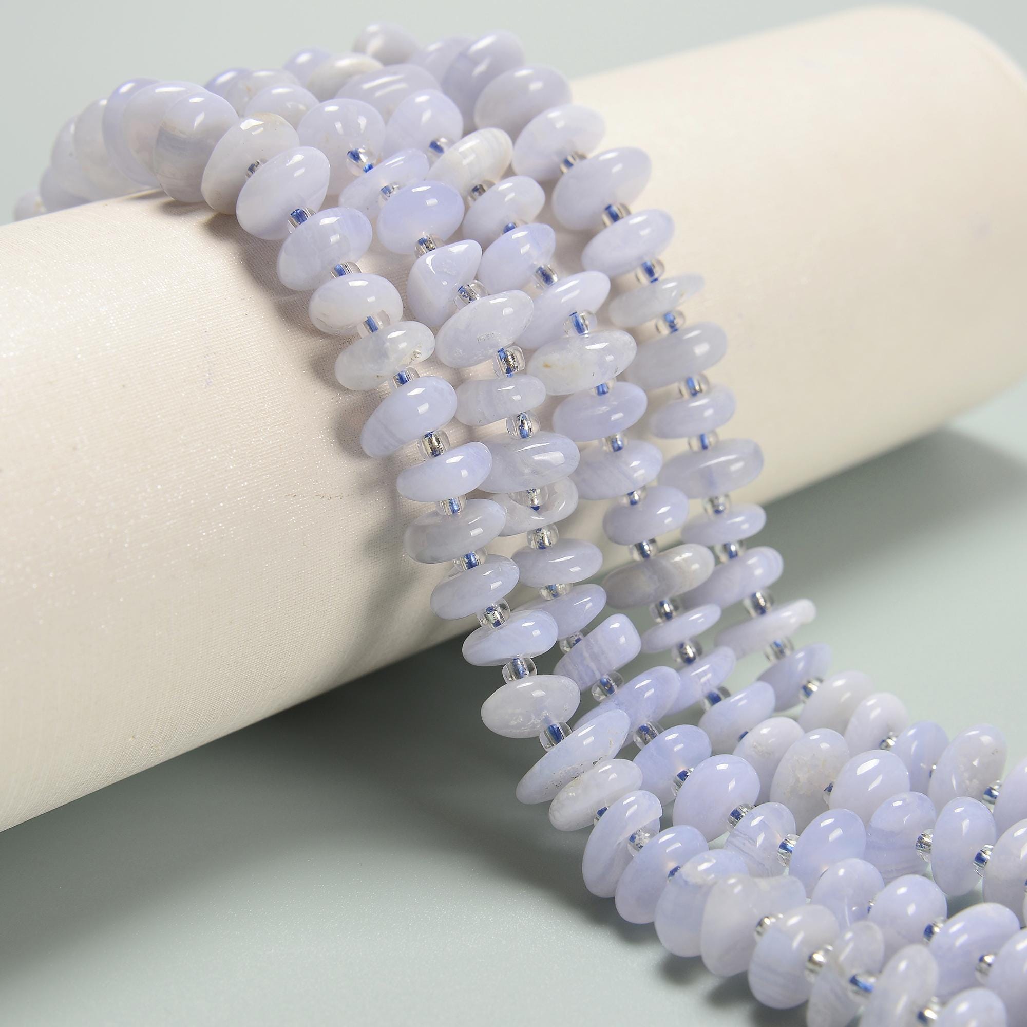 Blue Lace Agate Pebble Nugget Slice Chips Beads Size 3-4mm X 8-10mm 15.5''strand