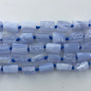 Blue Lace Agate Raw Free Form Gemstone Beads. Full 15" Strand Of 8-12mm Beads, Approx. 34 Per Strand.