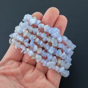 Blue Lace Agate Stretchy String Bracelet Natural Gemstone Chips Bracelets Bracelet Crystal Bracelet
