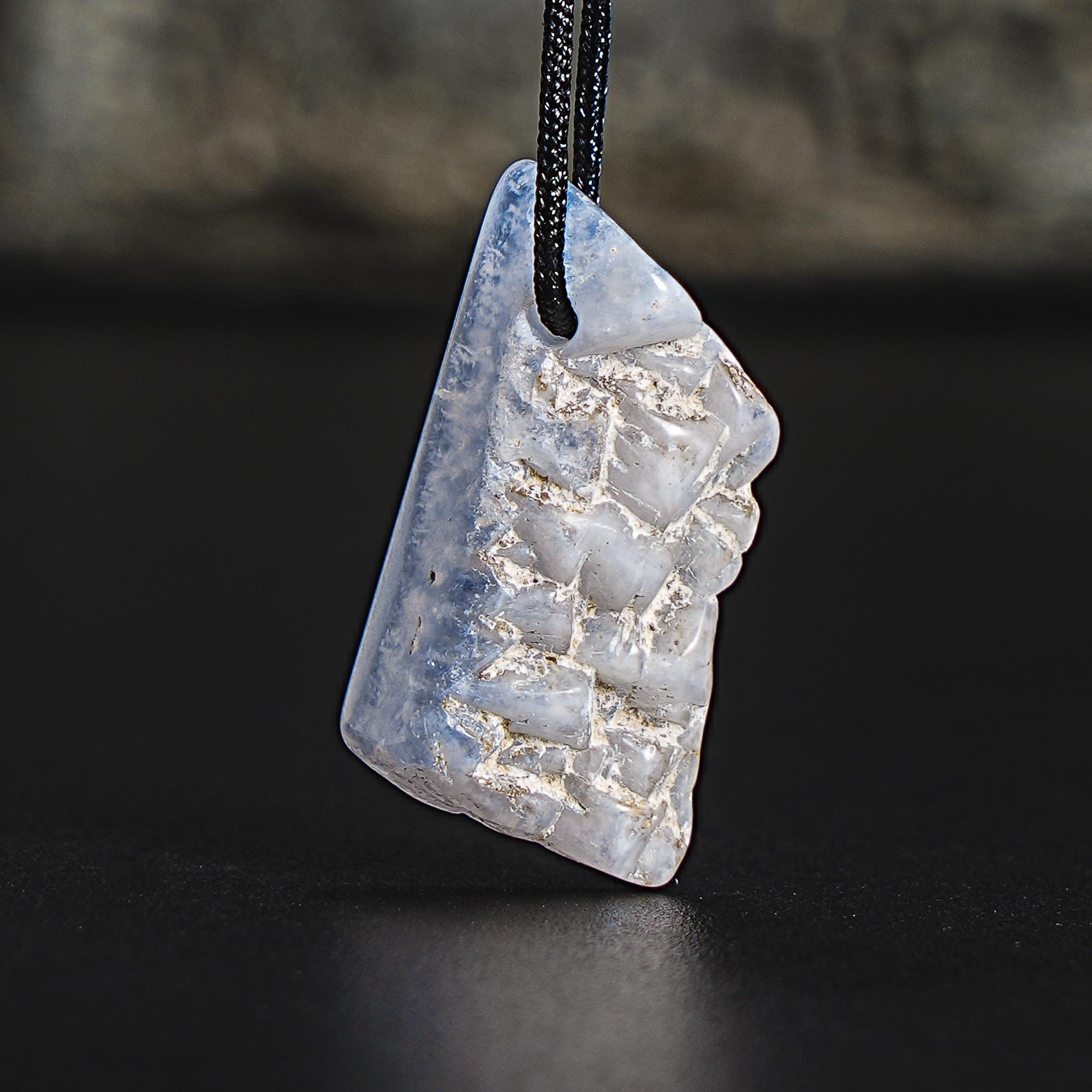 Unique Natural Blue Lace Agate Pendant Grade Aaa 27x13x5mm Sky Blue Pendant Raw Pendant Gemstone Pendant Only One(900405)