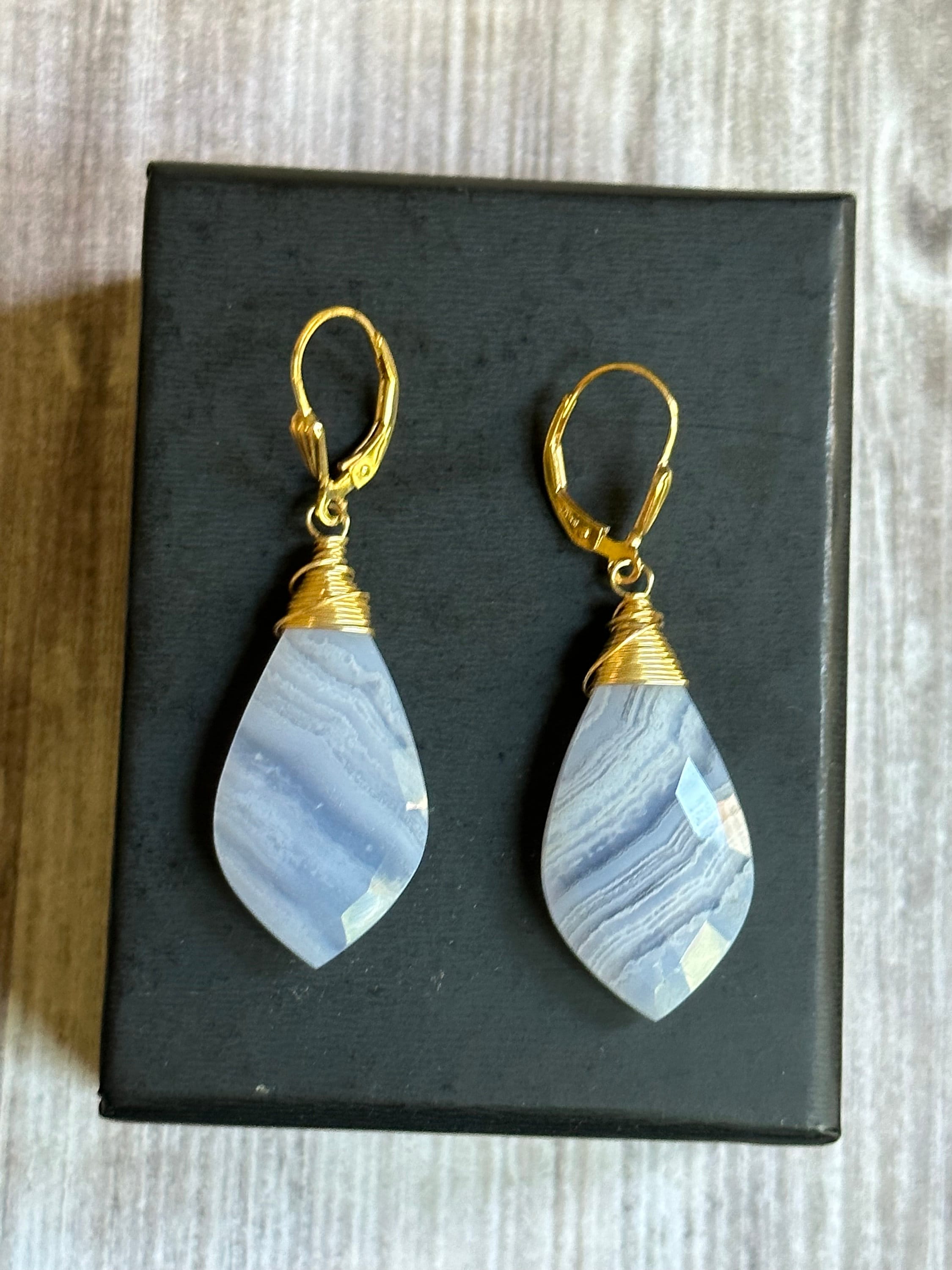 Blue Lace Agate Earrings