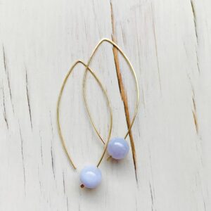 Blue Lace Agate 14k Gold Filled Hoop Earrings