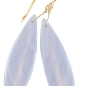 Blue Lace Agate Earrings 14k Solid Gold Or Filled Or Sterling Silver Smooth Long Dangle Drops Natural Banding Soft Blue Simple Drops 2.3 In