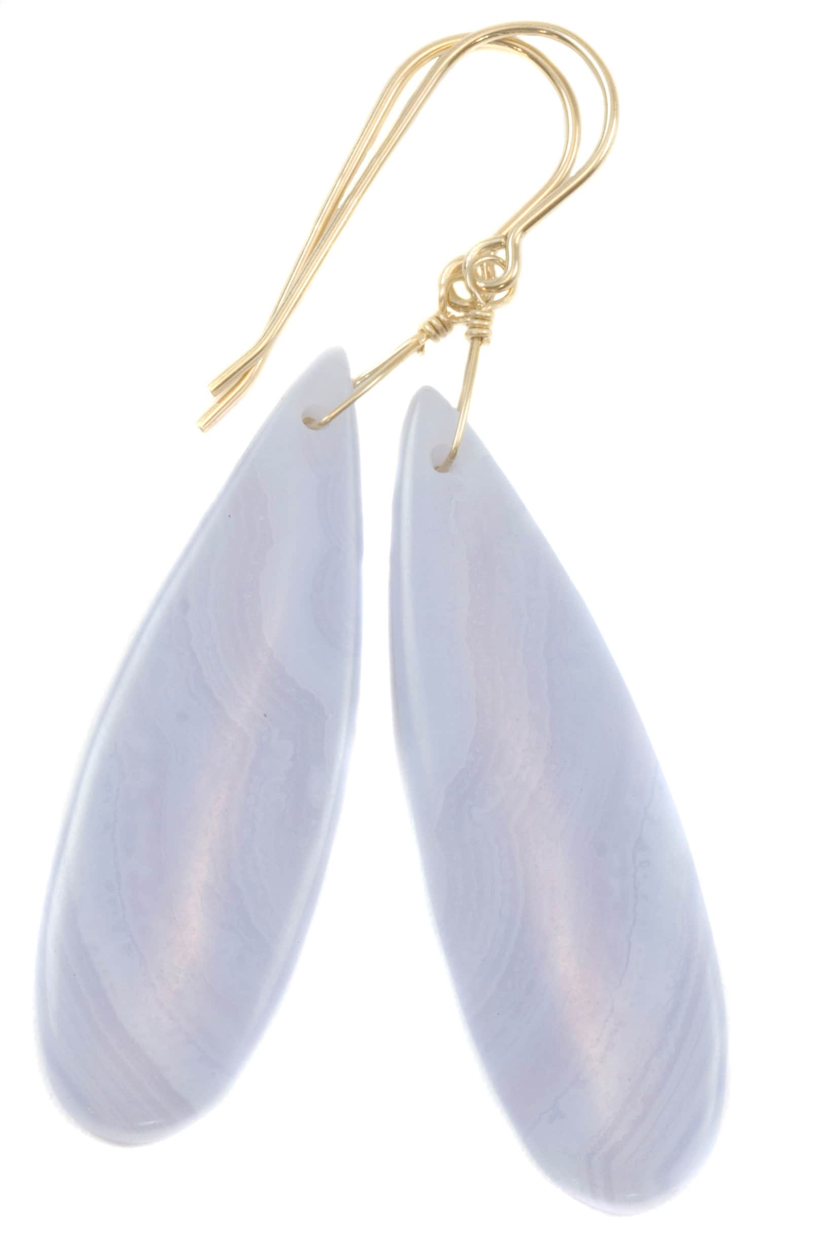 Blue Lace Agate Earrings 14k Solid Gold Or Filled Or Sterling Silver Smooth Long Dangle Drops Natural Banding Soft Blue Simple Drops 2.3 In Blue Lace Agate Earrings 14k Solid Gold Or Filled Or Sterling Silver Smooth Long Dangle Drops Natural Banding Soft Blue Simple Drops 2.3 In