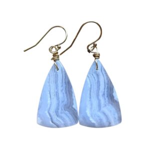 Blue Lace Agate 14kt Gold Filled Earrings: Statement Earrings