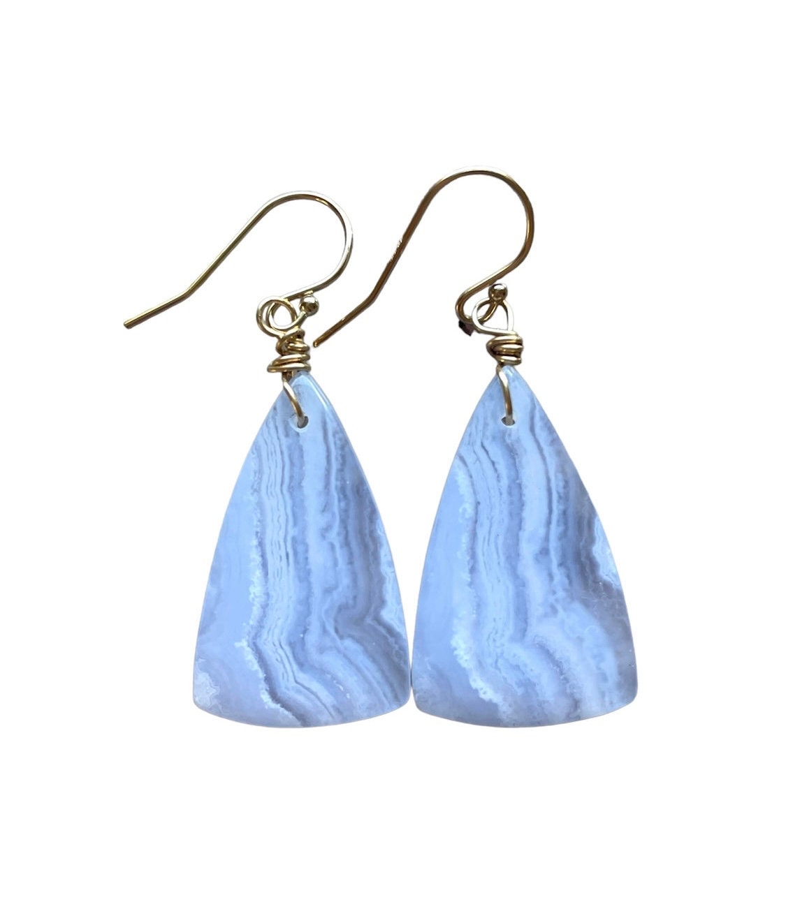 Blue Lace Agate 14kt Gold Filled Earrings: Statement Earrings