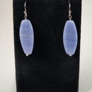 Blue Lace Agate and Sterling Silver Earrings Handmade by Chris Hay