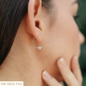 Blue Lace Agate Bead Hoop Earrings – Gemstone Spiritual Jewelry