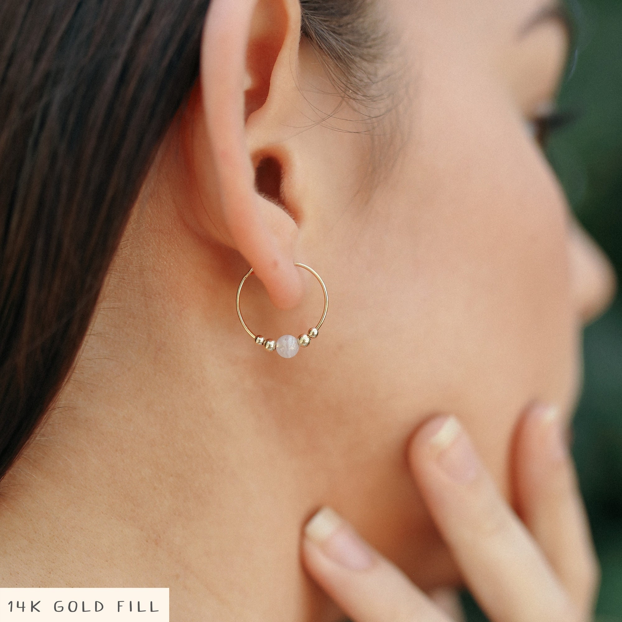 Blue Lace Agate Bead Hoop Earrings – Gemstone Spiritual Jewelry Blue Lace Agate Bead Hoop Earrings – Gemstone Spiritual Jewelry