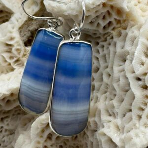 Botswana Blue Lace Agate Dangling Earrings