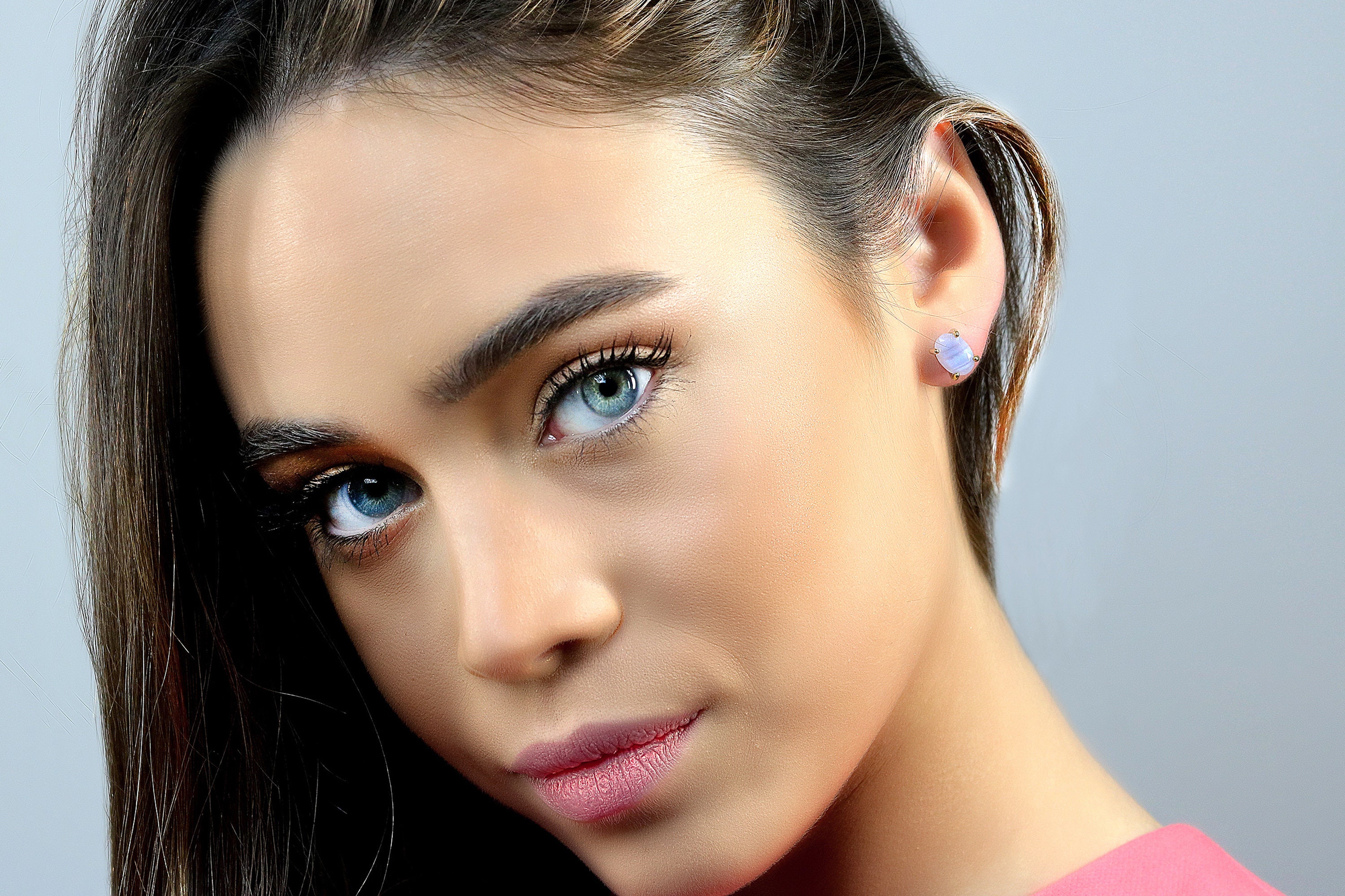 Oval Cut Blue Lace Agate Earrings · Minimalist Gemstone Earrings · Semiprecious Earrings · 14k Vermeil Earrings For Women
