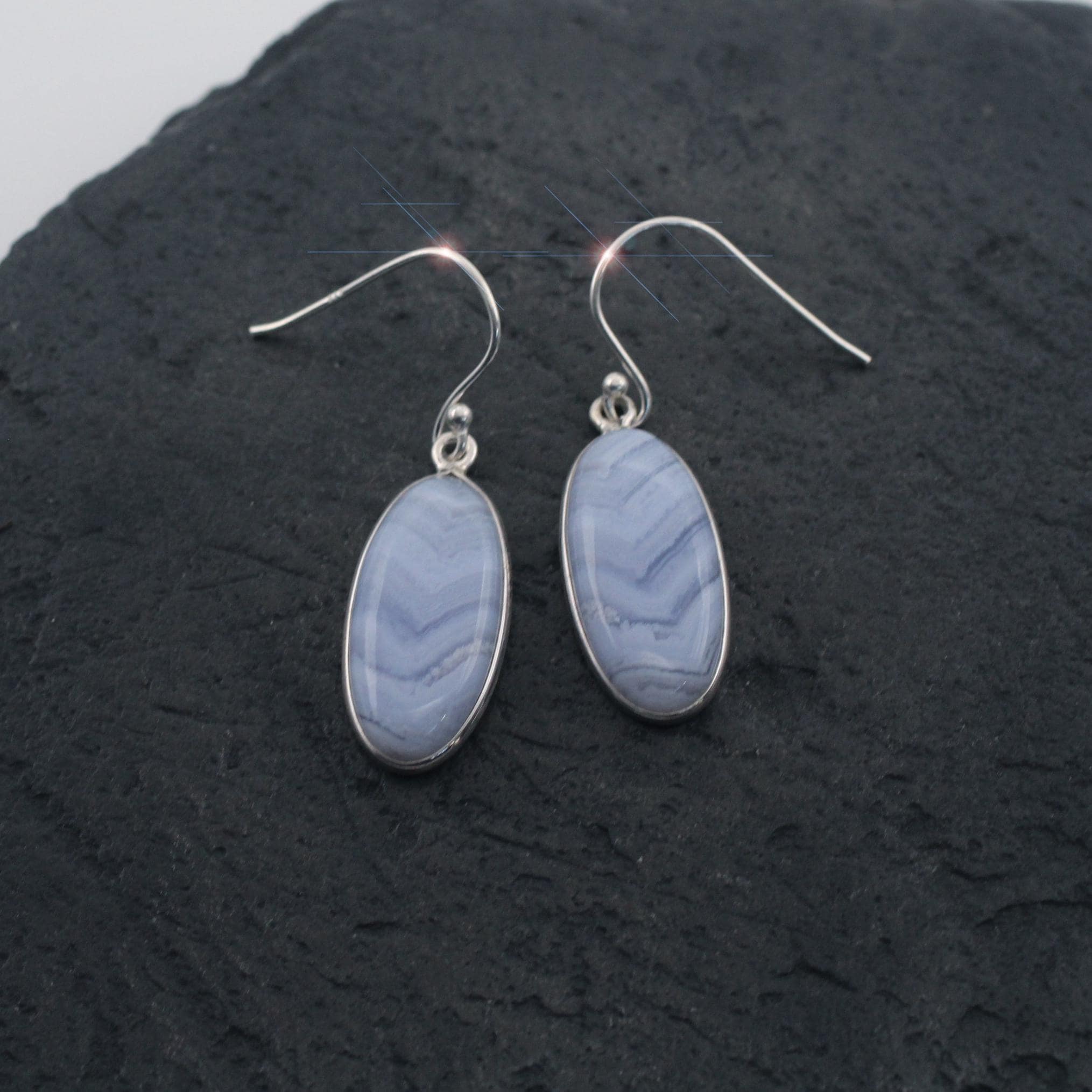 Blue Skies - Blue Lace Agate Sterling Silver Earrings Blue Skies - Blue Lace Agate Sterling Silver Earrings