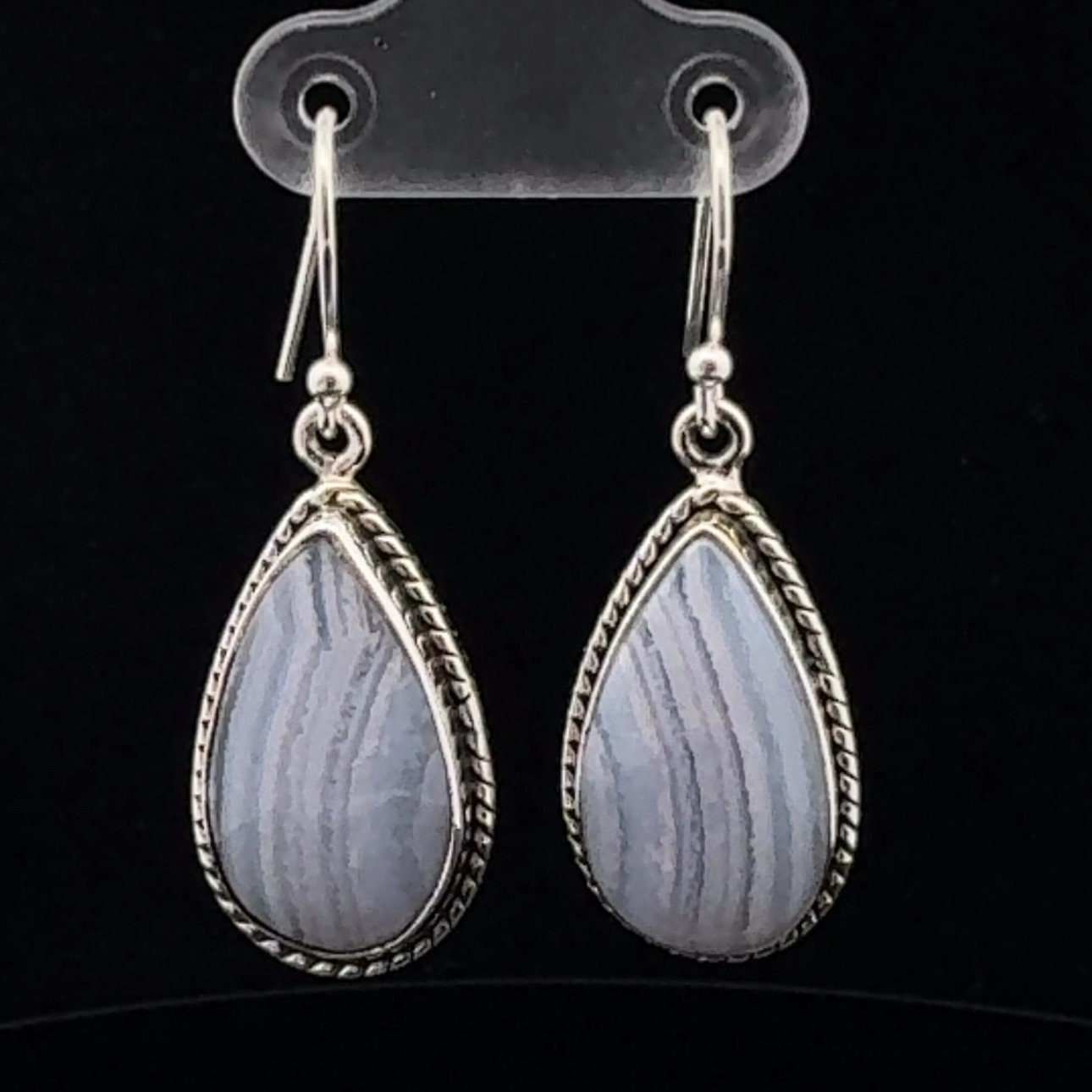 Sterling Silver Blue Lace Agate Earrings