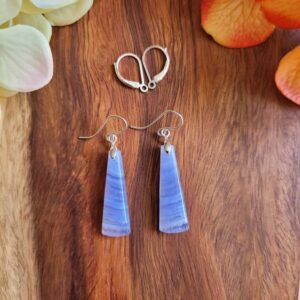 Unique blue lace agate earrings.  Silver blue lace agate earrings