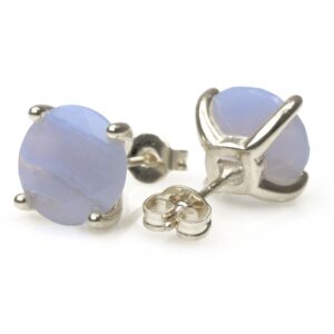 Blue Lace Agate Earrings · 925 Silver Earrings ·  White Gold Bridal Earrings · Palladium Earrings · Semiprecious Agate Earrings