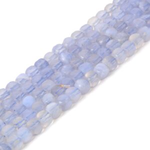 02322 3.7mm To 4.7mm Faceted Blue Lace Agate Cube Square Loose Beads Diy Jewelry Making Strand 15.5-16"