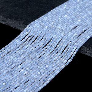 2MM Chalcedony Blue Lace Agate Gemstone Natural Grade AAA Micro Faceted Round Beads 15 inch Full Strand (80016794-P64)