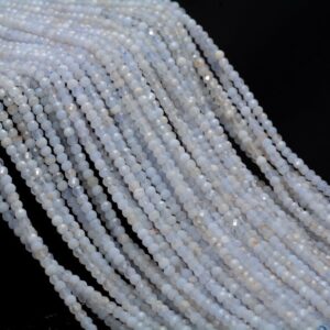 3x2MM Chalcedony Blue Lace Agate Gemstone Grade AA Micro Faceted Rondelle Beads 15.5 inch BULK LOT 1,2,6,12 and 50(80006543-A205)