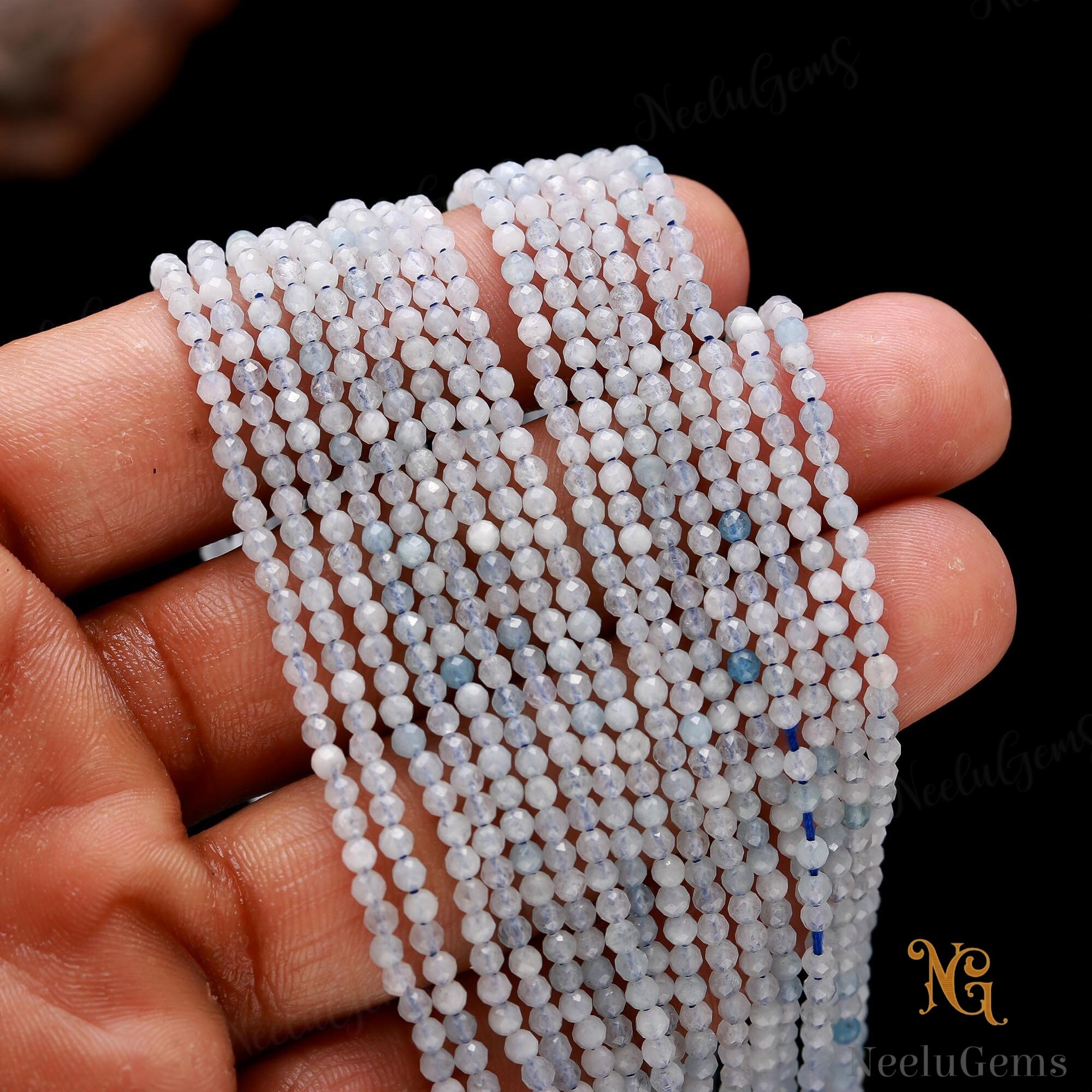 Aaa+ Natural Blue Lace Agate Microcut Faceted Beads,2.4-2.5 Mm Lace Agate Tiny Rondelle Beads,13"gemstone Beads For Handmade Jewelry