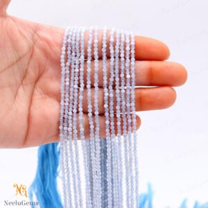 Aaa+ Natural Blue Lace Agate Microcut Faceted Beads,2.4-2.5 Mm Lace Agate Tiny Rondelle Beads,13"gemstone Beads For Handmade Jewelry