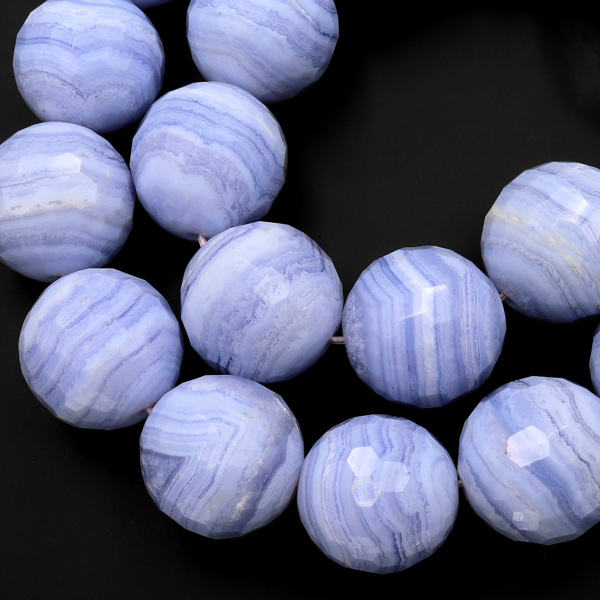 Aaa Faceted Large Natural Blue Lace Agate Beads 20mm 22mm 24mm Round Beads Choose From 1 Bead, Or 16" Strand