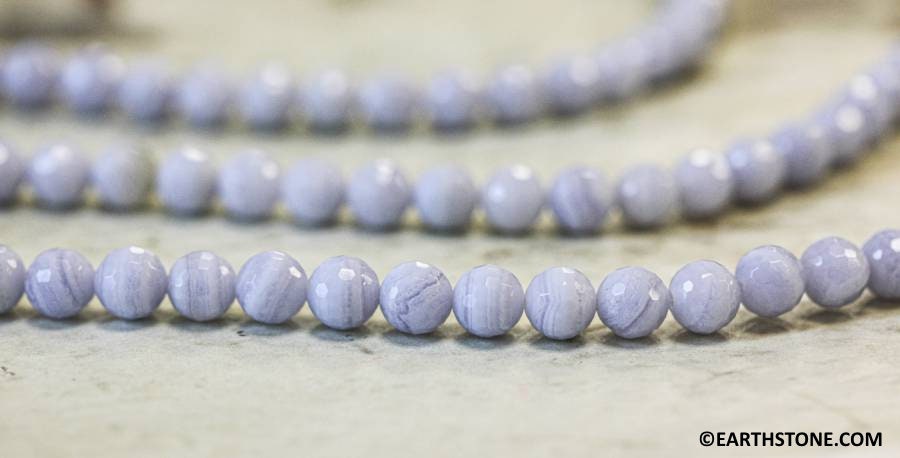 Blue Lace Agate 8mm Faceted Round Beads 16" Strand Blue Lace Agate 8mm Faceted Round Beads 16" Strand