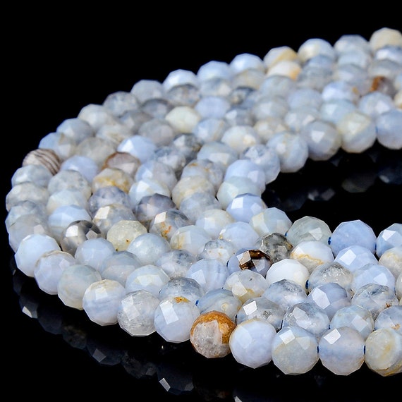 Natural Chalcedony Blue Lace Agate Gemstone Grade A 5mm Micro Faceted Round Beads 15 Inch Full Strand Bulk Lot(80018196-p95)