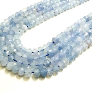 Natural Blue Lace Agate Faceted Rondelle 4mm X 6mm Gemstone Beads - Rdf114