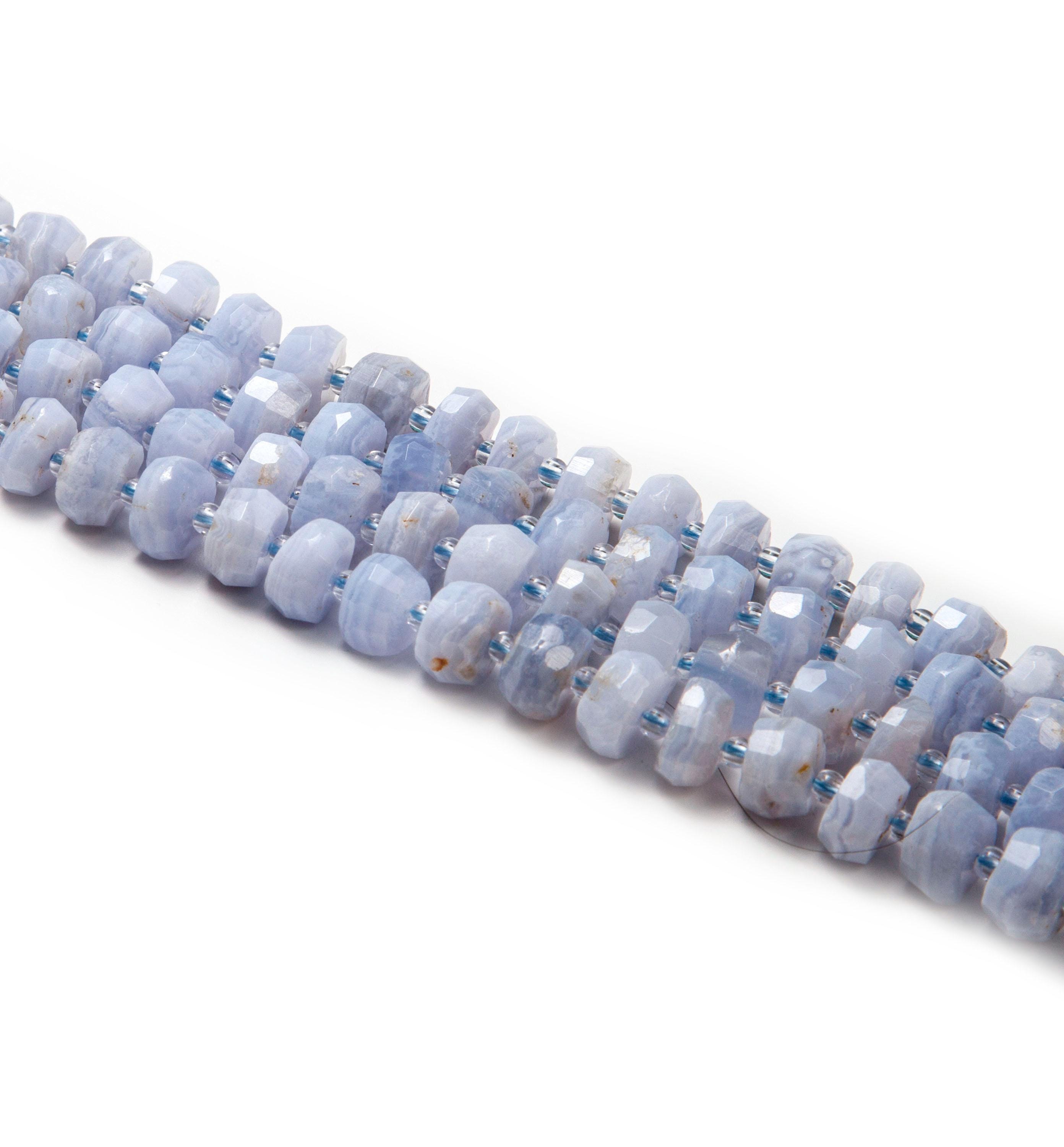 Natural Blue Lace Agate Irregular Faceted Rondelle Beads 4-5 X 8-10mm15.5" Strnd