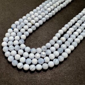 Natural Blue Lace Agate Faceted Round Gemstone Beads Calming & Soothing Crystal Beads For Jewelry Making Rnf29b