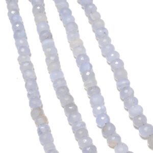 Blue Lace Agate Faceted Rondelle Beads, 7mm To 7.5mm/7.5mm To 8mm Light Blue Lace Agate Gemstone Beads, 8 Inch Strand, Gds2203