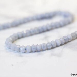 Blue Lace Agate 4mm Faceted Rondelle Beads 15.5" Strand