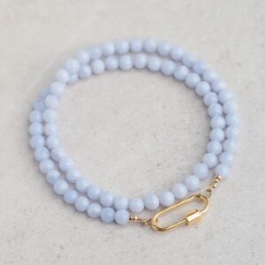 AAAA+ Blue Lace Agate Beaded Necklace, 6mm Blue Lace Agate necklace [ENBP1287] | Blue Lace Agate Necklace | Blue Lace Agate Necklace