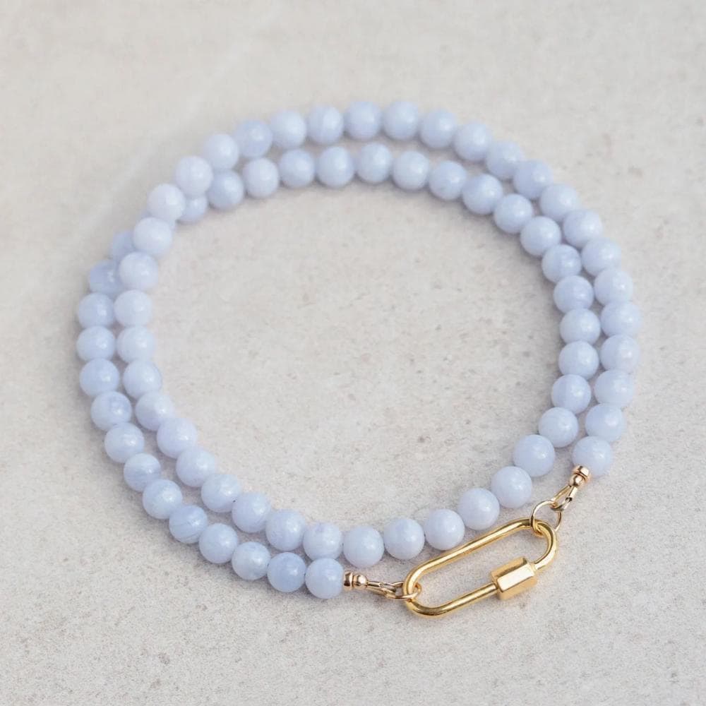 Aaaa+ Blue Lace Agate Beaded Necklace, 6mm Blue Lace Agate Necklace [enbp1287] | Blue Lace Agate Necklace | Blue Lace Agate Necklace
