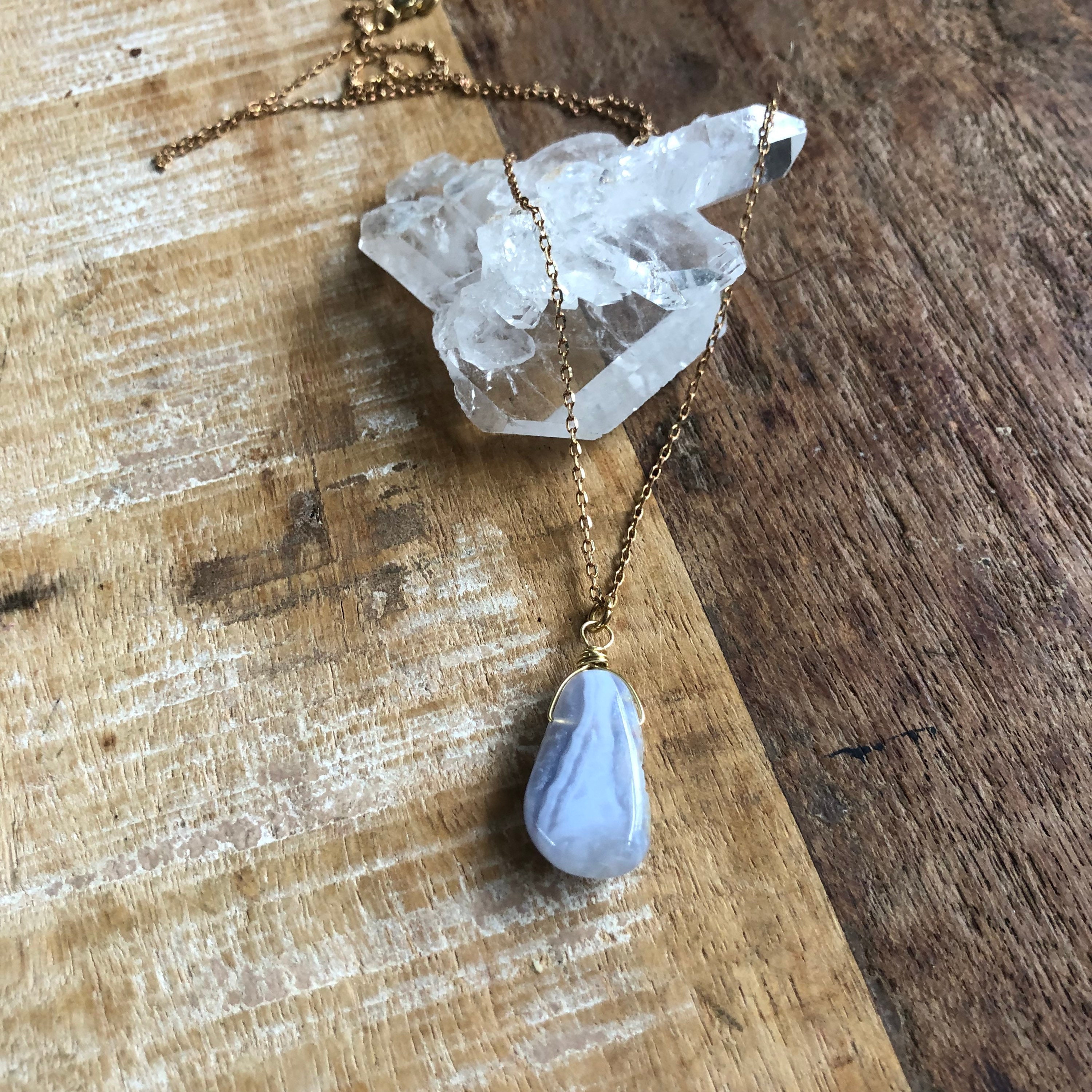 Blue Lace Agate And Brass Layering Necklace