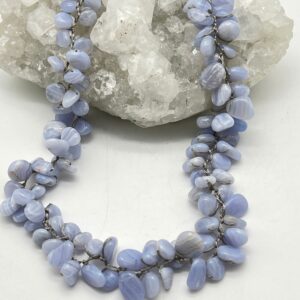Blue Lace Agate Beaded Necklace-22” Blue Lace Agate Beaded Necklace-22”