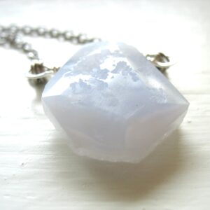 Blue Lace Agate Chalcedony Gemstone Necklace Jewelry Handmade In Usa Blue Lace Agate Chalcedony Gemstone Necklace Jewelry Handmade In Usa