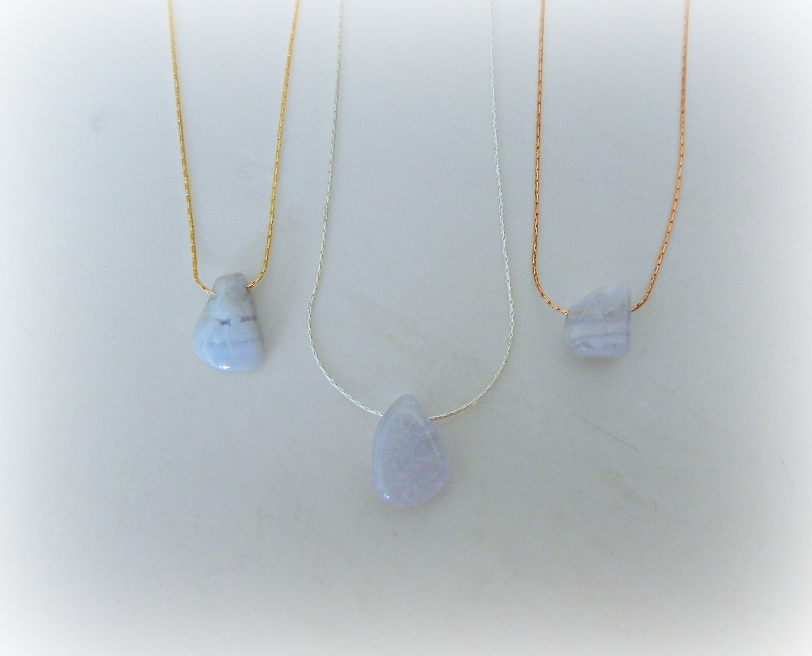 Genuine Blue Lace Agate Necklace • Customizable Blue Lace Agate • Free Form Gemstone Necklace • Healing Crystal • Gift For Crystal Lover